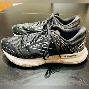 Brooks Glycerin 20 Shoes Womens Black White Mesh Lace Up Comfort Sneakers 6.5